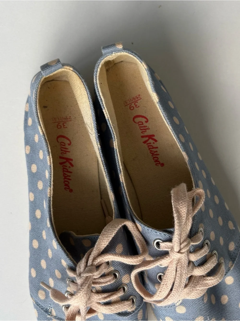 Cath Kidston Blue Polka Dot Lace-Up Espadrille Sneakers